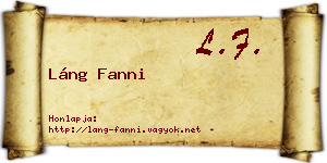 Láng Fanni névjegykártya